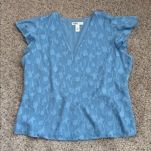 White House Black Market Blue Textured Blouse